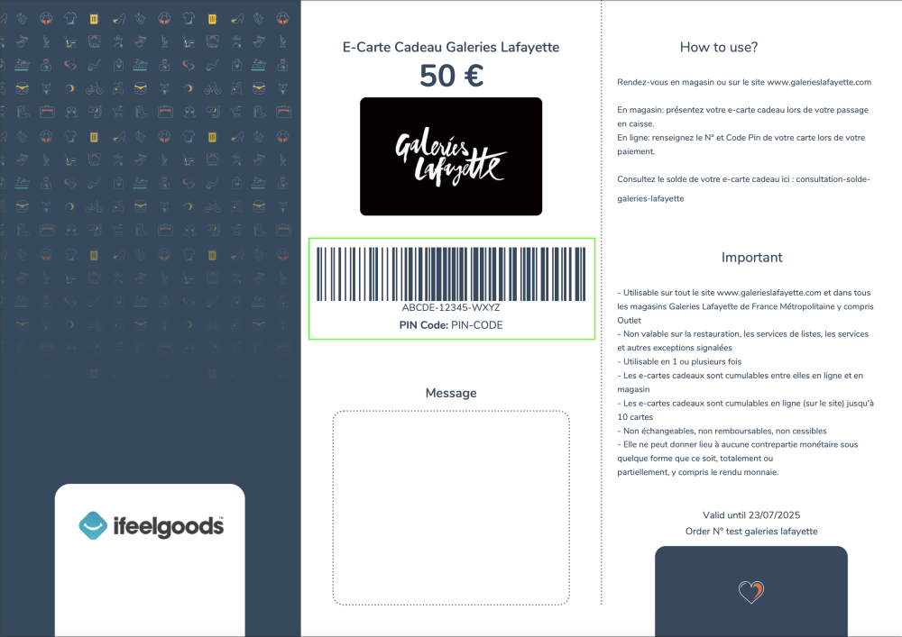 carte cadeau adidas code pin